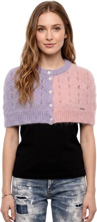 Dsquared2 Purple Color Block Crew Neck Sweater