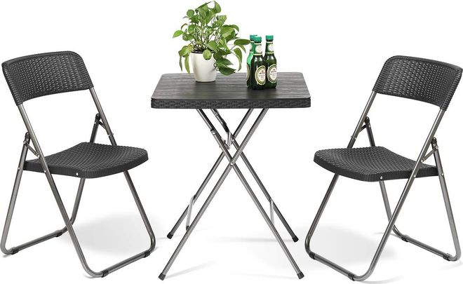 Sekey Balkonset 3 Teilig Klappbar, Balkonmöbel Set Kleiner Balkon 2 Personen, Balkon Möbel Set Rattan Wetterfest, Belastbarkeit Klappstuhl 200KG & Klapptisc ab 65,99 €