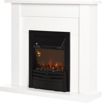 HOMCOM Homcom - Chimenea El&eacute;ctrica Con Temporizador Termostato Luz De 5 Niveles 102x30x95 Blanco