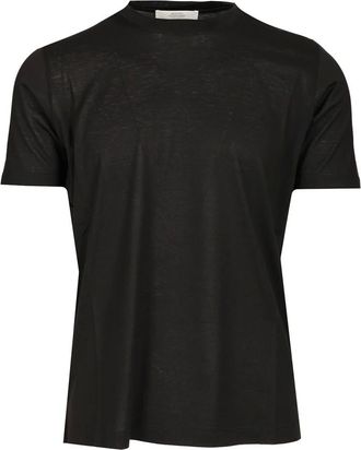 Mauro Ottaviani Tops, Heren, Zwart, M, Zijden Jersey T-shirt