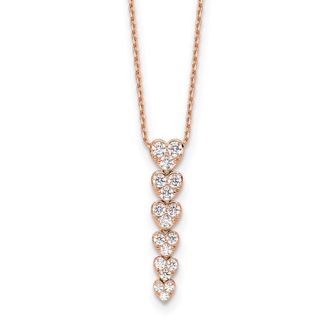 Diamond2Deal 14k Gold 1 Ct Lab Grown Diamond Heart Pendant Necklace 18 Clarity VS, Color D-E
