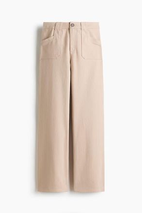 H&M Wide Twill Trousers in Beige at Nordstrom, Size 12