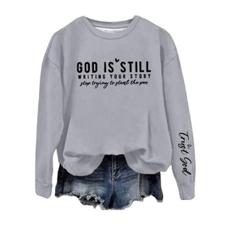 Generic Jumpers for Women UK Christian Warm Cosy Oversized Long Sleeve Jesus T-Shirts Color Block Crewneck Cute Casual Teen Girls Clothes 2025 Comfy Fall Work