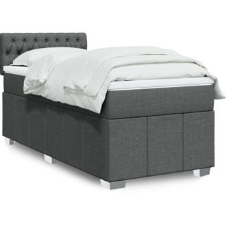 vidaXL Cama Box Spring Con Colch&oacute;n Tela Gris Oscuro 90x190 Cm Vidaxl