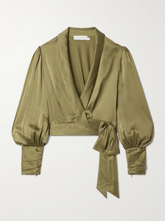 Zimmermann Blusa A Portafoglio In Raso Di Seta - Verde