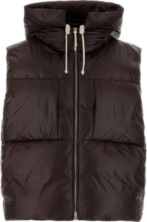 Jil Sander Tailored V-Neck Button-Front Vest - Dames - Bodywarmers - Rood - S - Leer - Jassen