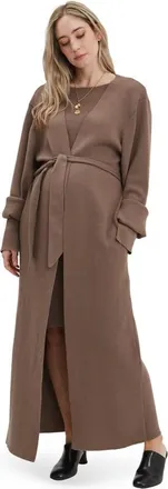 Nom Maternity Emaline Full Length Maternity Cardigan in Taupe at Nordstrom, Size X-Small