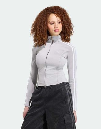 adidas Originals T-shirt a maniche lunghe grigio due con zip