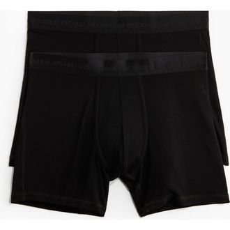 H&M 2-pack Mid Trunks With Lycra in Black at Nordstrom, Size Xxx-Large