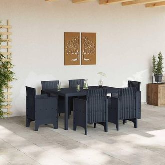 Berkfield Home Modern 7 Piece Garden Dining Set Anthracite Poly Rattan in Grey