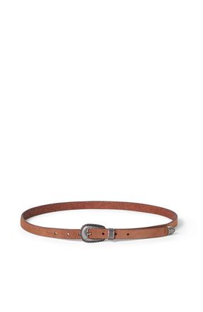Brunello Cucinelli Reversed leather belt with tip in Rust Brown at Nordstrom, Size 115