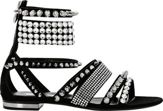 Philipp Plein Suede Sandalen Platte Noppen - Dames - Sandalen - Veelkleurig - 36 EU - Leer - Schoenen