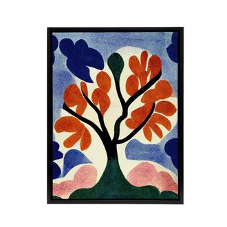 Artery8 Abstract Autumn Tree Framed Canvas Wall Art Print | Size: W24 x H32