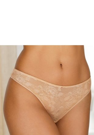 Lascana String LASCANA, Damen, Gr. 32/34, braun (toffee), Spitze, Obermaterial: 85% Polyamid, 15% Elasthan, Unterhosen String, aus feiner, flacher Spitze
