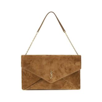 Saint Laurent Cassandre Schoudertas - Dames - Tassen - Beige - Maat: ONE Size Leer