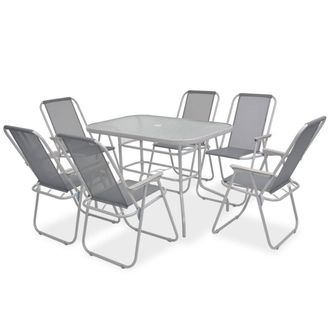 Berkfield Home 8 Piece Outdoor Dining Set Steel & Textilene Grey