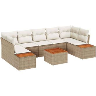 vidaXL Vidaxl - Conjunto De Sof&aacute; De Jard&iacute;n Con Coj&iacute;n 8 Pcs Beige Polirat&aacute;n