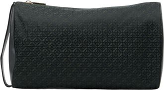 Loewe Black Green Canvas Leather Clutch Bag (Pre-Owned)