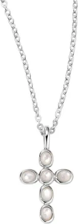 Made by Mary Mother of Pearl Cross Charm Necklace in Silver at Nordstrom