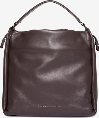 Brunello Cucinelli Bucket-Tasche aus Nappaleder mit Monili Mellow