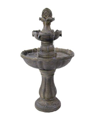 Sunnydaze 2 Tier Pineapple Solar Outdoor Water Fountain With Battery