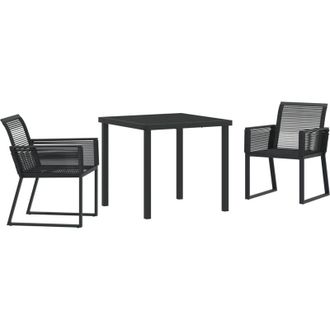vidaXL Conjunto De Comedor De Jard&iacute;n 3 Pcs Negro Polirat&aacute;n Vidaxl
