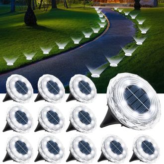 OEM Juego De 12 Luces Solares Mejoradas Para Jard&iacute;n, Con Encendido Y Apagado Autom&aacute;tico Para Entrada De Veh&iacute;culos, Camino Y Patio (blanco Fr&iacute;o)