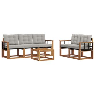 vidaXL Conjunto De Sof&aacute;s De Exterior 6 Pcs Gris Natural Y Claro Vidaxl