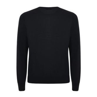 Fay Round-neck Knitwear, male, Black, Size: 2XL Round-neck Knitwear