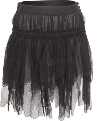 John Galliano Gonna Black Silk Shirred Prairie Skirt