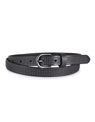 OLD TREND Stud Genuine Leather Slim Studded Everyday Belt in Grey at Nordstrom, Size Medium