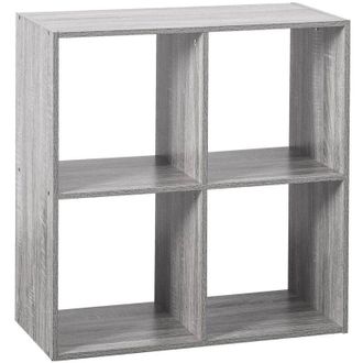 Five Estantes De Madera 4 Compartimentos Gris - Gris
