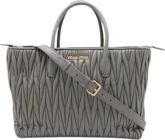 Miu Miu Pre-owned Matelasse Leather 2way Handbag - Dames - Vintage Handtas - Grijs - ONE Size - Leer - Vintage