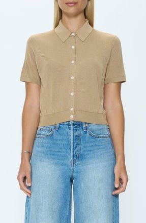 Pistola Denim Lucca Short Sleeve Button-Up Knit Top in Wheat at Nordstrom, Size X-Small
