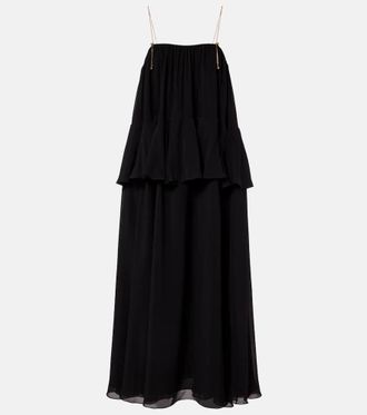 Chloé Chloé Embellished open-back silk georgette maxi dress