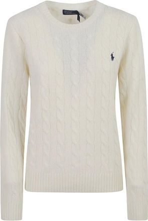 Ralph Lauren Julianna Kabeltrui - Dames - Ronde hals truien - Wit - L - Wol - Truien & Vesten