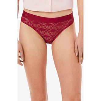 Lacoste Lace Bikini Briefs in Bordeaux at Nordstrom, Size Xx-Large