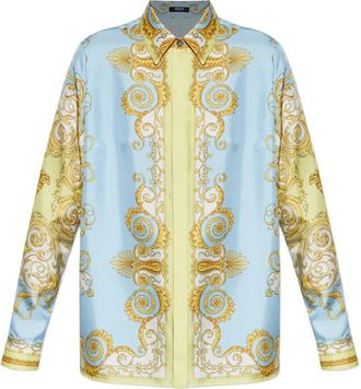 Versace Camicia In Seta Stampa Barocco-Donna
