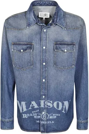 Maison Margiela denim overshirt met logoprint