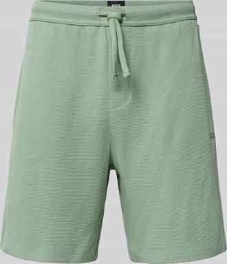 HUGO BOSS Regular Fit Sweatshorts aus Baumwoll-Mix Modell WAFFLE in Schilf, Gr&ouml;&szlig;e XXL