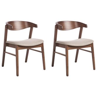 Beliani Beliani - Conjunto De 2 Sillas De Comedor De Estilo Tradicional Asiento Tapizado Madera Oscura Y Beige Lilly