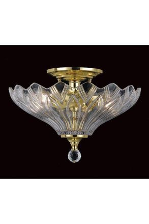 Netlighting Dallas Polished Brass Bowl Semi Flush Ceiling Light in Yellow