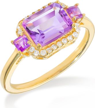 Tiramisu 14K Gold Plated Over 925 Sterling Silver Regal Eclipse Amethyst Array Ring