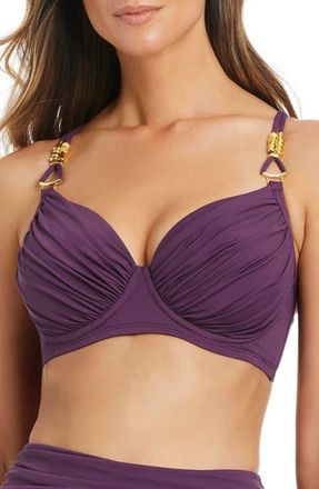 Bleu Rod Beattie Ruched Underwire Bikini Top in Grenache at Nordstrom, Size 38