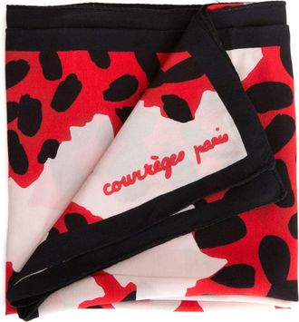Courr&egrave;ges 1980s abstract-print scarf - unisex - Silk - One Size - Red