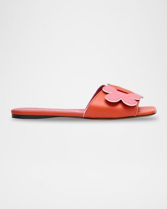Marni Flower Leather Slide Sandals