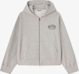 Ganni Grey Zip Hoodie - Size XXS Organic Cotton