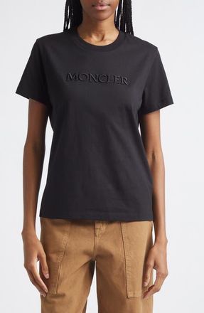 Moncler Logo Cotton Jersey T-Shirt in Black at Nordstrom, Size X-Small