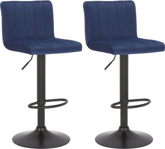 Clp Set De 2 Taburetes De Bar Jamie En Terciopelo Azul