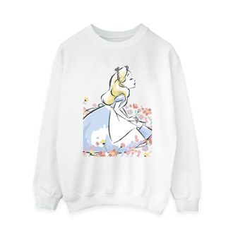 Disney Dames/Dames Alice In Wonderland Schets Bloemen Sweatshirt (Wit)